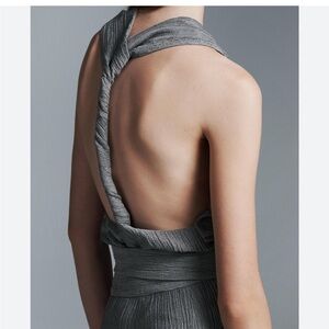 Zara Gray Backless Ruched Cocktail Top — New with tags!